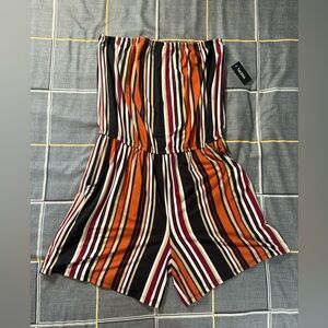 ♥️NWT Tacera Romper Multicolor Striped with Pockets Size Medium